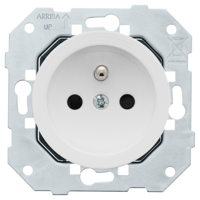 Prise 2P DOM avec terre 16A-250V~ Blanc glossy
