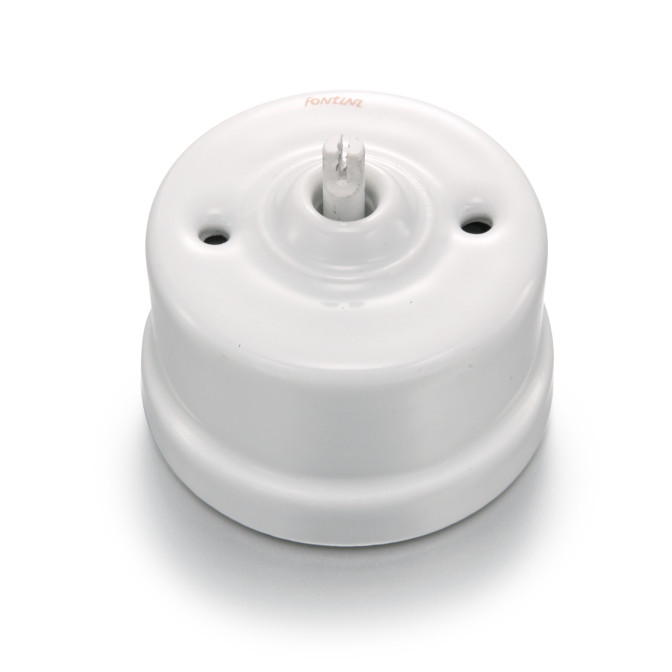 Bouton poussoir rotatif porcelaine blanche