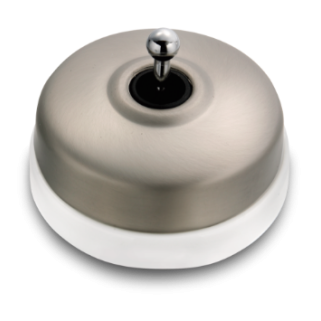 Poussoir nickel satin manette chrome porcelaine blc ss passe-câble