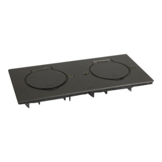 Platine de sol rect. pour fonctions 2 postes - acier brun brossé