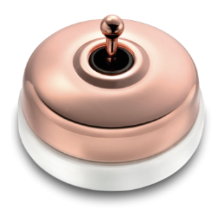 Poussoir et manette cuivre brillant porcelaine blanche ss passe-câble