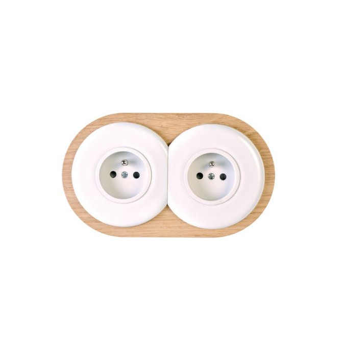 Socle en bois brut pour façade double Iris Porcelaine