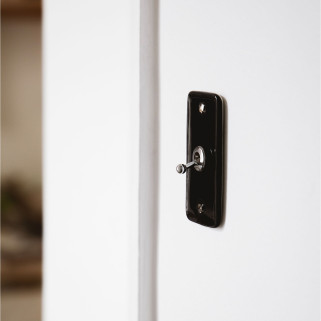 Va-et-Vient (VV) simple Porcelaine Noire Levier+Vis Chrome