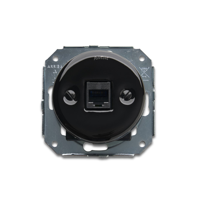 Prise RJ45 UTP Cat 6 porcelaine noire
